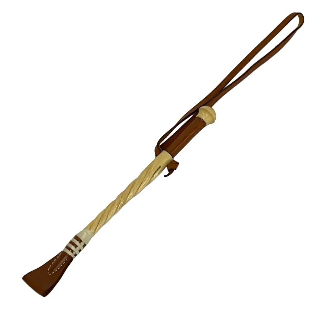 Hermès Paddock Clavache Bag Charm Dark Brown Cream Leather Wood